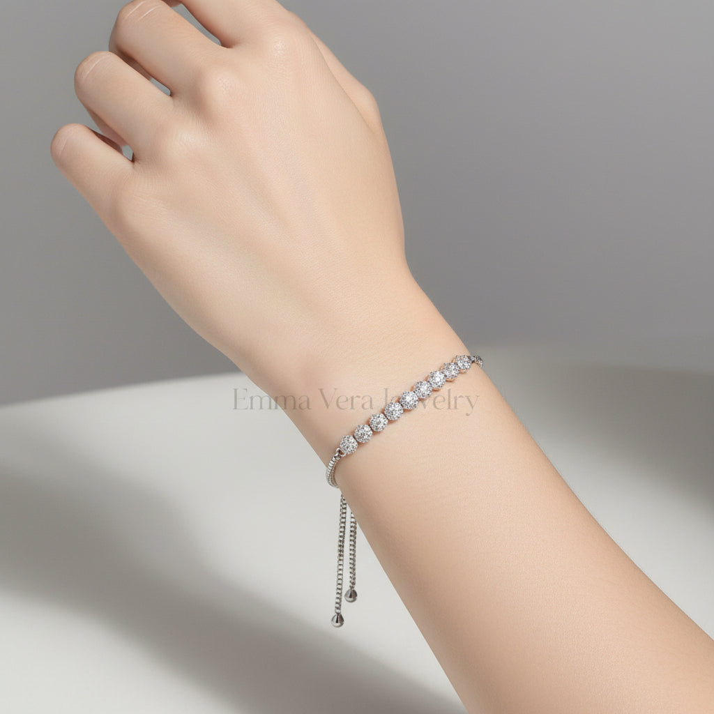 Slider Silver Gold Crystal Tennis Bracelet - view 4