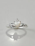 Sterling Silver Natural Mother of Pearl Claddagh Ring - view 4