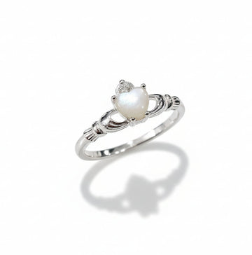 Sterling Silver Natural Mother of Pearl Claddagh Ring