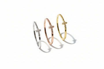 Sterling Silver Cross Ring, Gold, Rose Gold or Silver