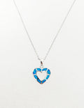 Blue Opal Sterling Silver Heart Necklace