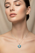 Blue Opal Sterling Silver Heart Necklace - view 4
