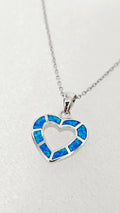 Blue Opal Sterling Silver Heart Necklace - view 3