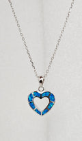 Blue Opal Sterling Silver Heart Necklace - view 7