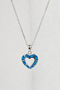 Blue Opal Sterling Silver Heart Necklace - view 8