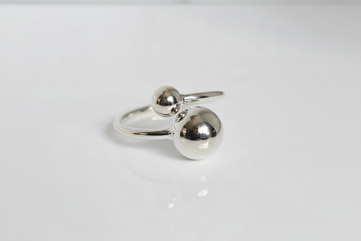 Sterling Silver Bold Sphere Geometric Ring - view 3