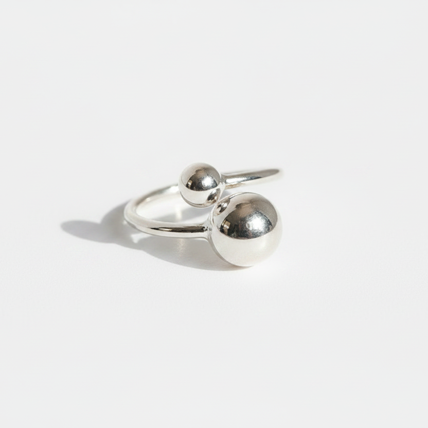 Sterling Silver Bold Sphere Geometric Ring
