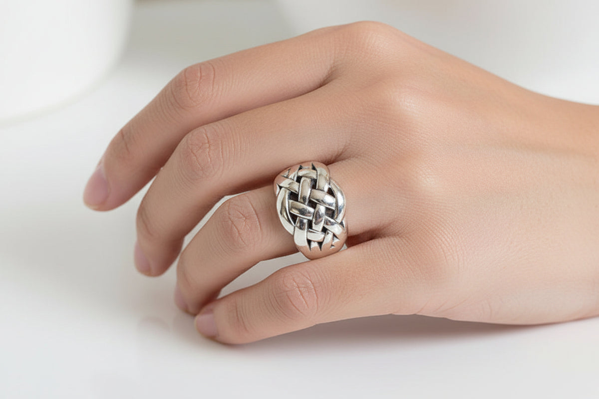 Sterling Silver Electroform Dome Wide Chunky Ring - view 3