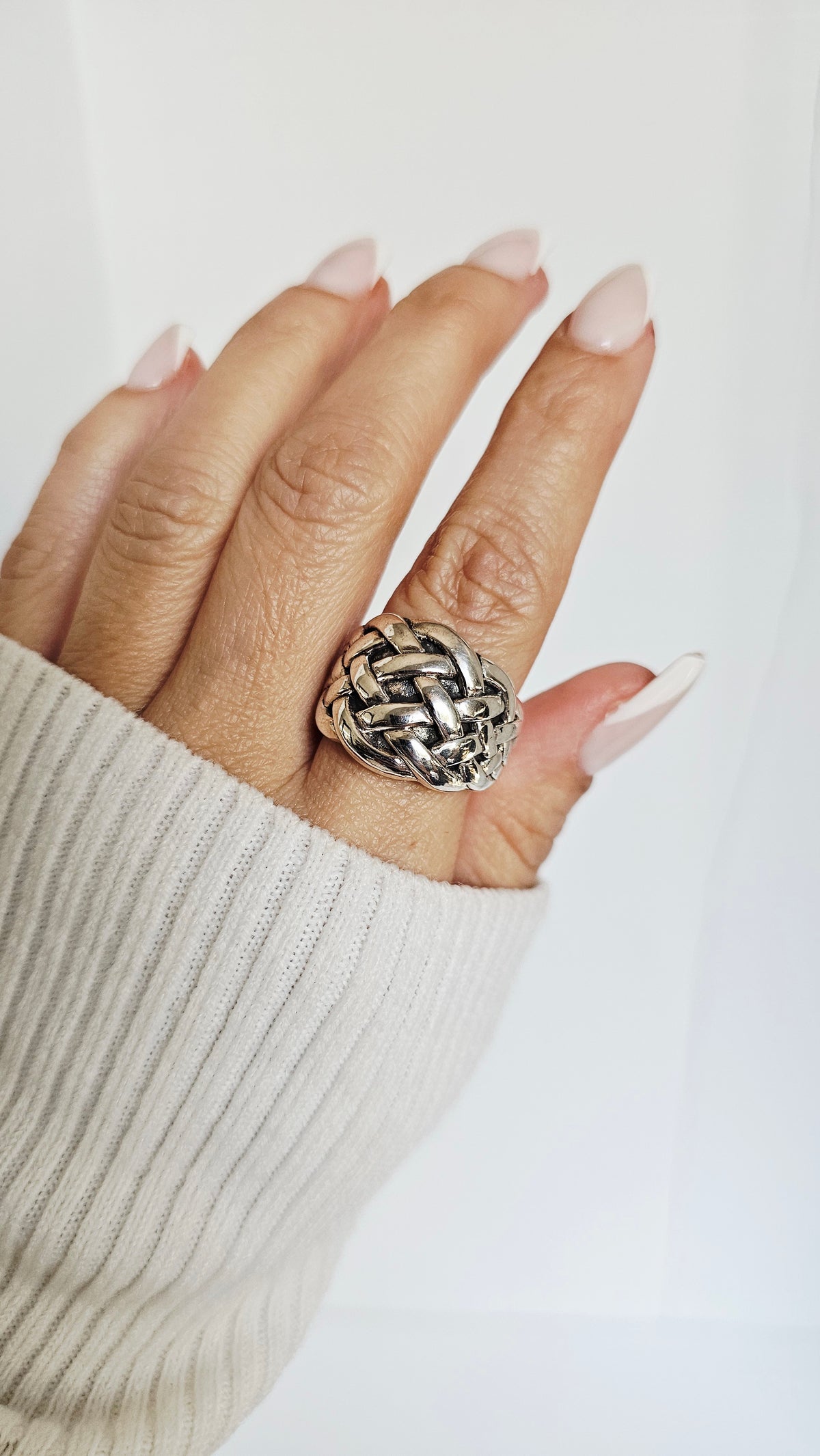 Sterling Silver Electroform Dome Wide Chunky Ring - view 7