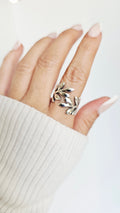 Sterling Silver Solid 925 Shield Leaf Ring - view 5