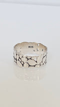 Sterling Silver Textured Unisex Ring - view 8