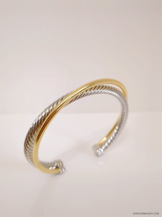 Two Tone Double Cable Bangle - view 4