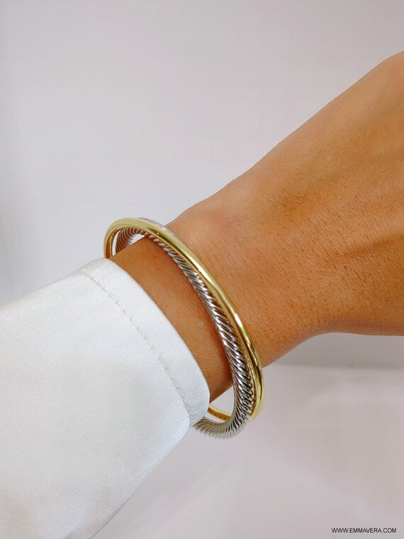 Two Tone Double Cable Bangle - view 2