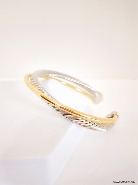 Two Tone Double Cable Bangle - view 9