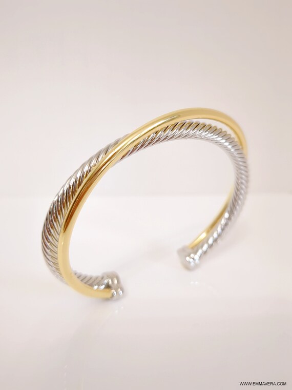 Two Tone Double Cable Bangle - view 7