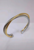 Two Tone Double Cable Bangle - view 5