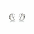 Sterling Silver Opal Angel Sitting on the Moon Stud Earrings - view 3