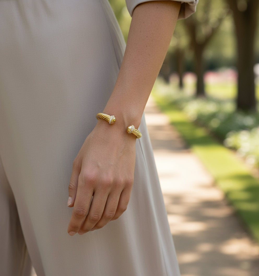 Gold Large Statement Bangle Bracelet - view 2