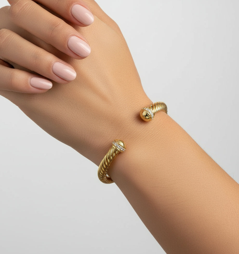 Gold Large Statement Bangle Bracelet - view 5