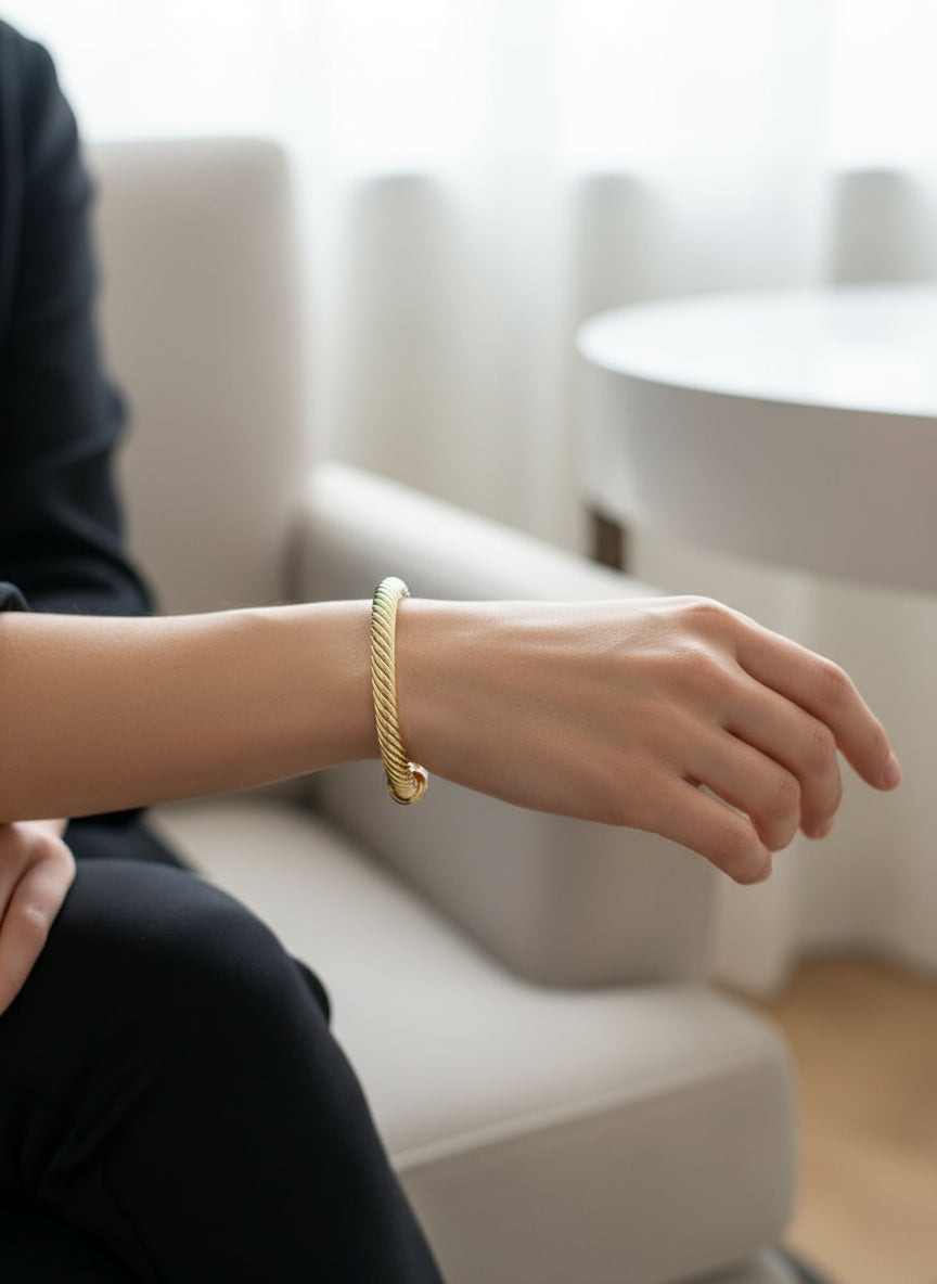 Gold Large Statement Bangle Bracelet - view 3
