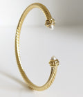 Gold Pearl Bangle Bracelet - view 2