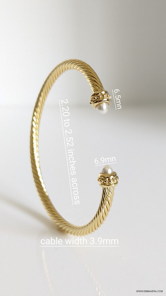Gold Pearl Bangle Bracelet - view 4