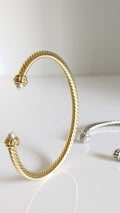 Gold Pearl Bangle Bracelet - view 6