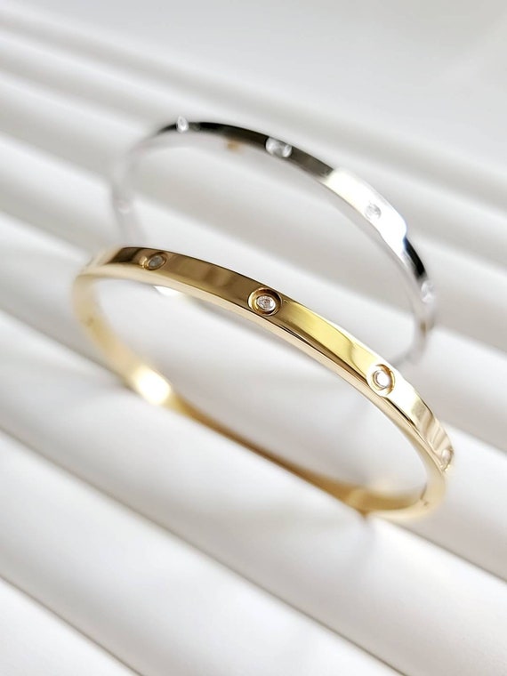 Statement Silver Bangle Bracelet - view 5
