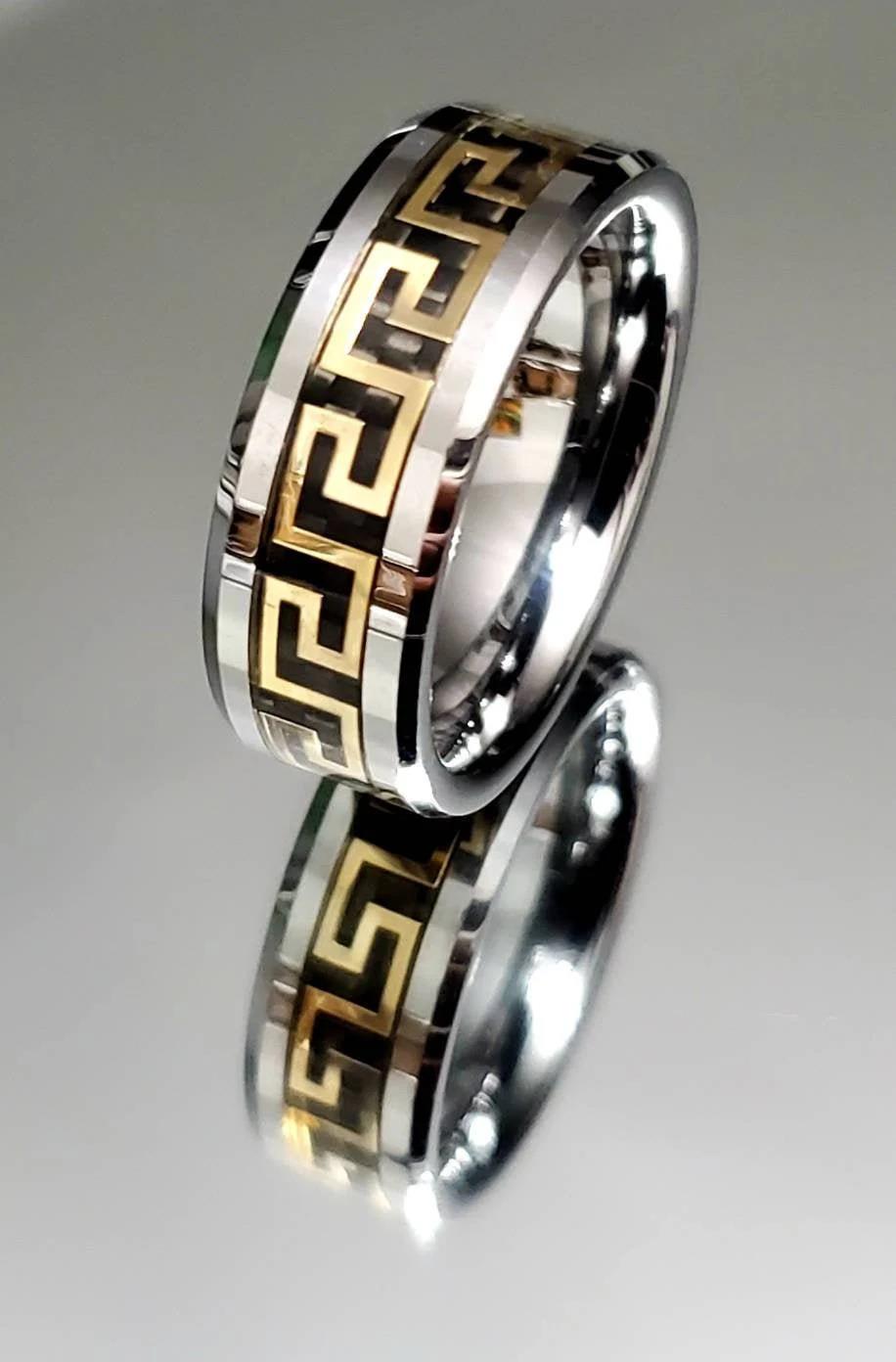 Gold Silver Band, Tungsten Men's Ring - view 2