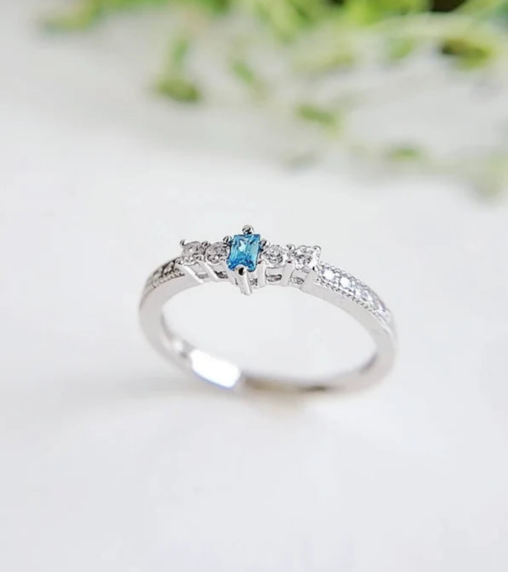 Sterling Silver Genuine Aquamarine Ring - view 6