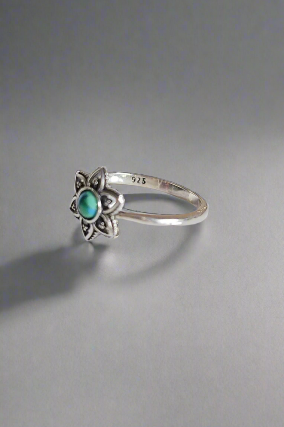 Sterling Silver 925 Turquoise Mandala Minimalist Ring - view 5