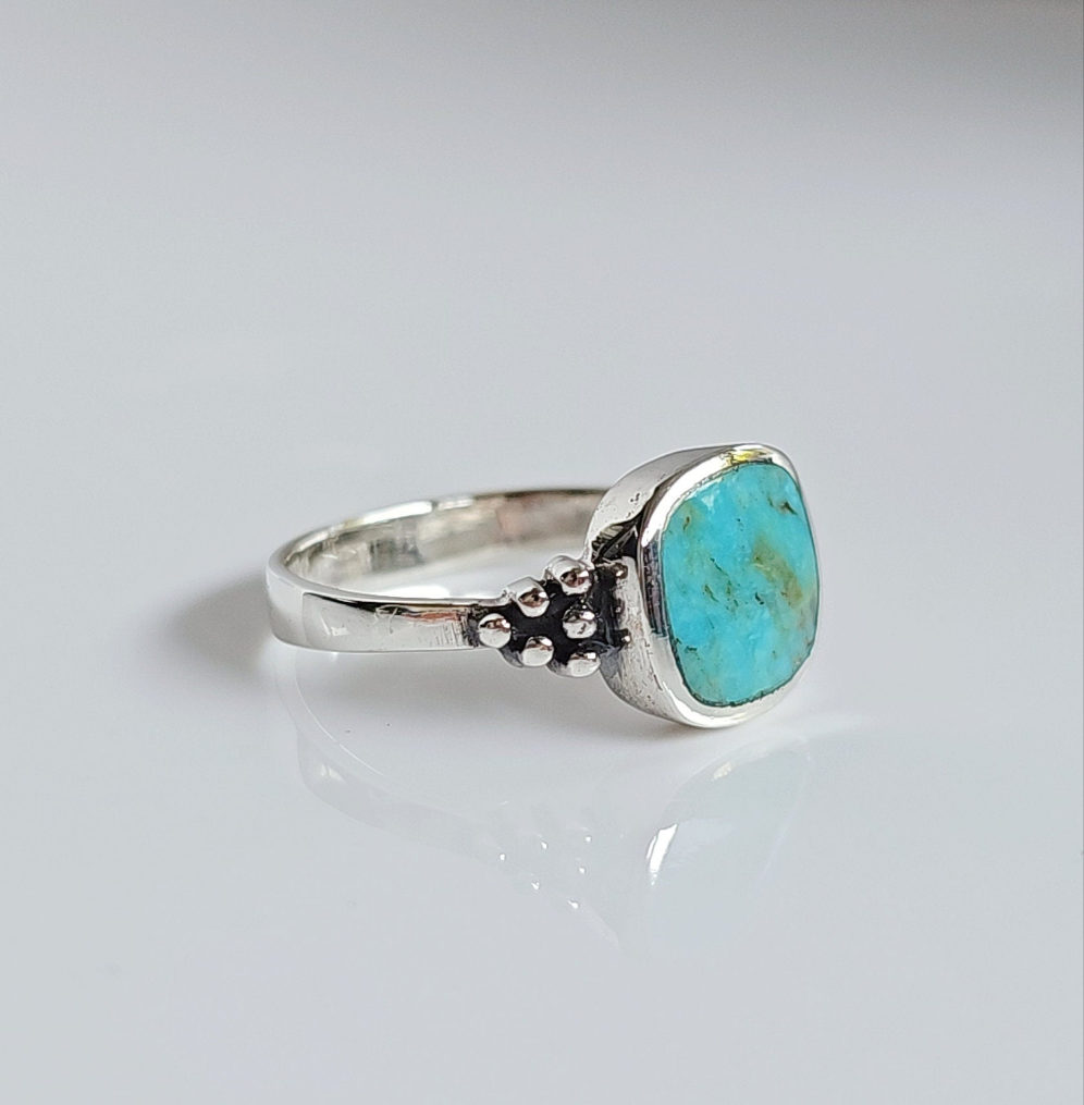 Sterling Silver Genuine Turquoise Bohemian Ring - view 6
