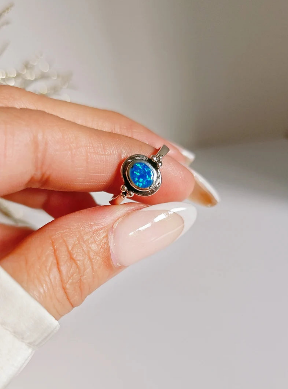 Sterling Silver Blue Opal Ring - view 6