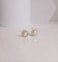 Sterling Silver 925 Fresh Water Pearl Flower Stud Earrings - view 5