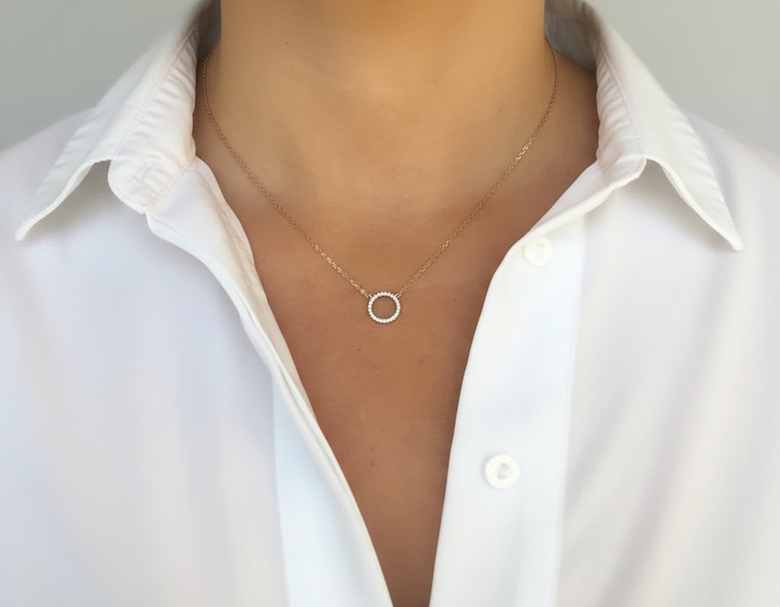 Sterling Silver Halo Pendant Necklace