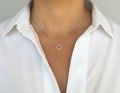 Sterling Silver Halo Pendant Necklace - view 2