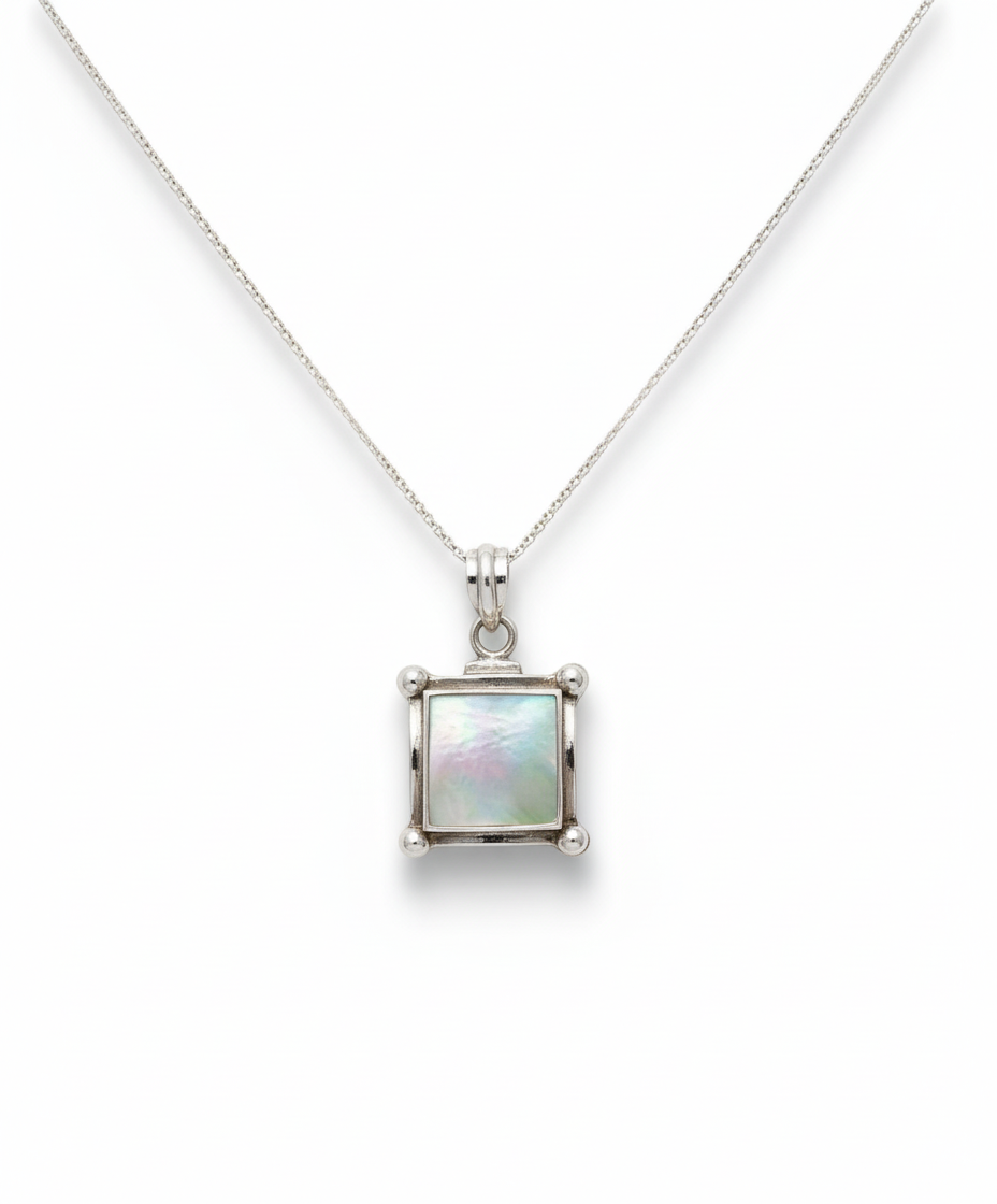 Sterling Silver Natural Mother of Pearl Pendant Necklace