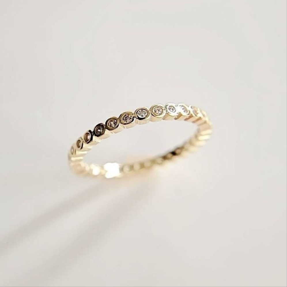 Sterling Silver Dainty Eternity Gold Plated Ring - view 8