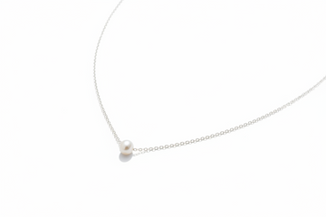 Sterling Silver Floating Natural Pearl Necklace