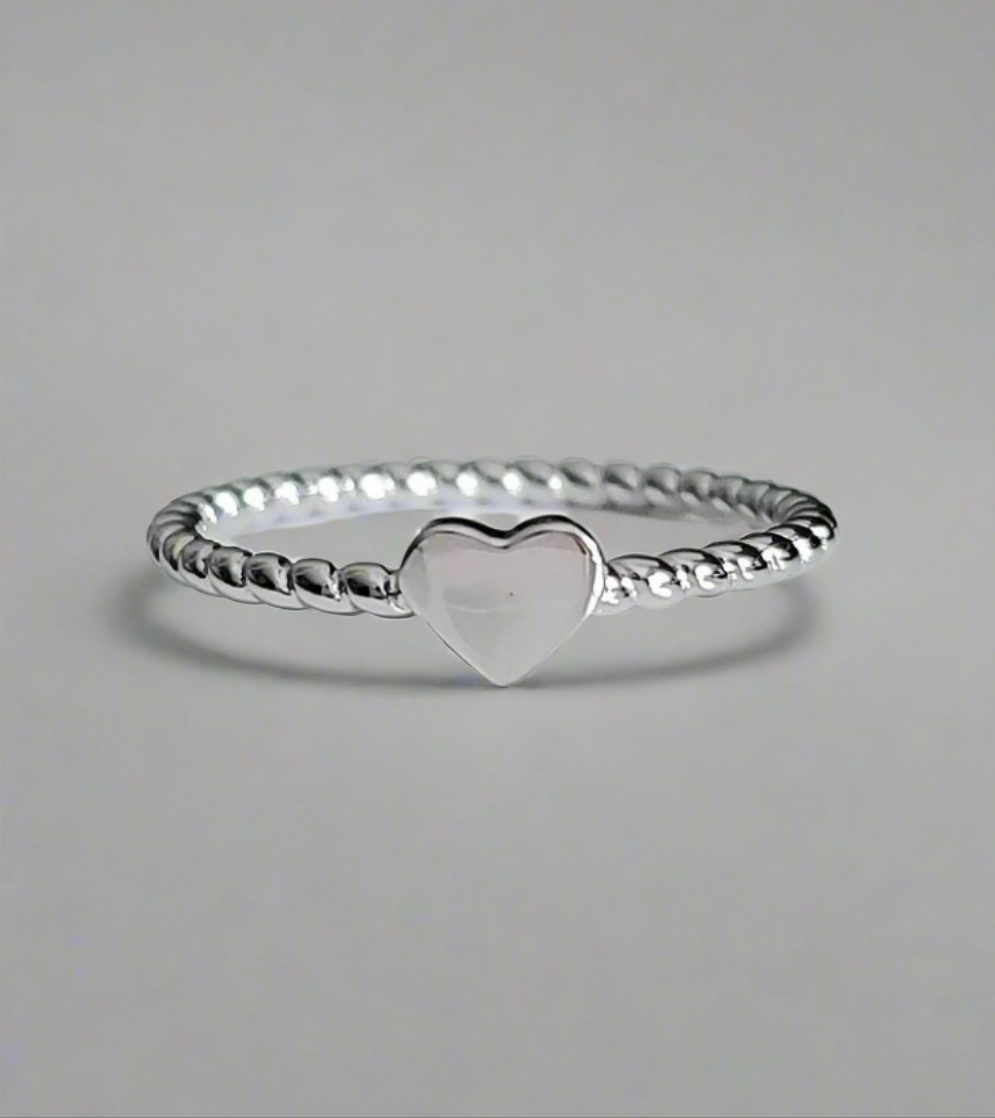 Solid Sterling Silver Braided Heart Ring - view 8