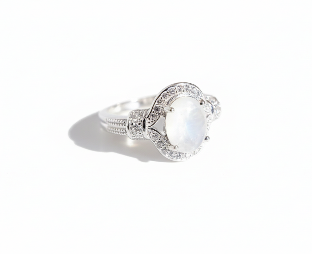 Sterling Silver Mother of Pearl Halo Ring