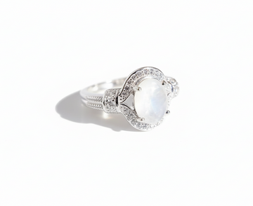 Sterling Silver Mother of Pearl Halo Ring