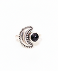 Sterling Silver Crescent Black Onyx Moon Ring