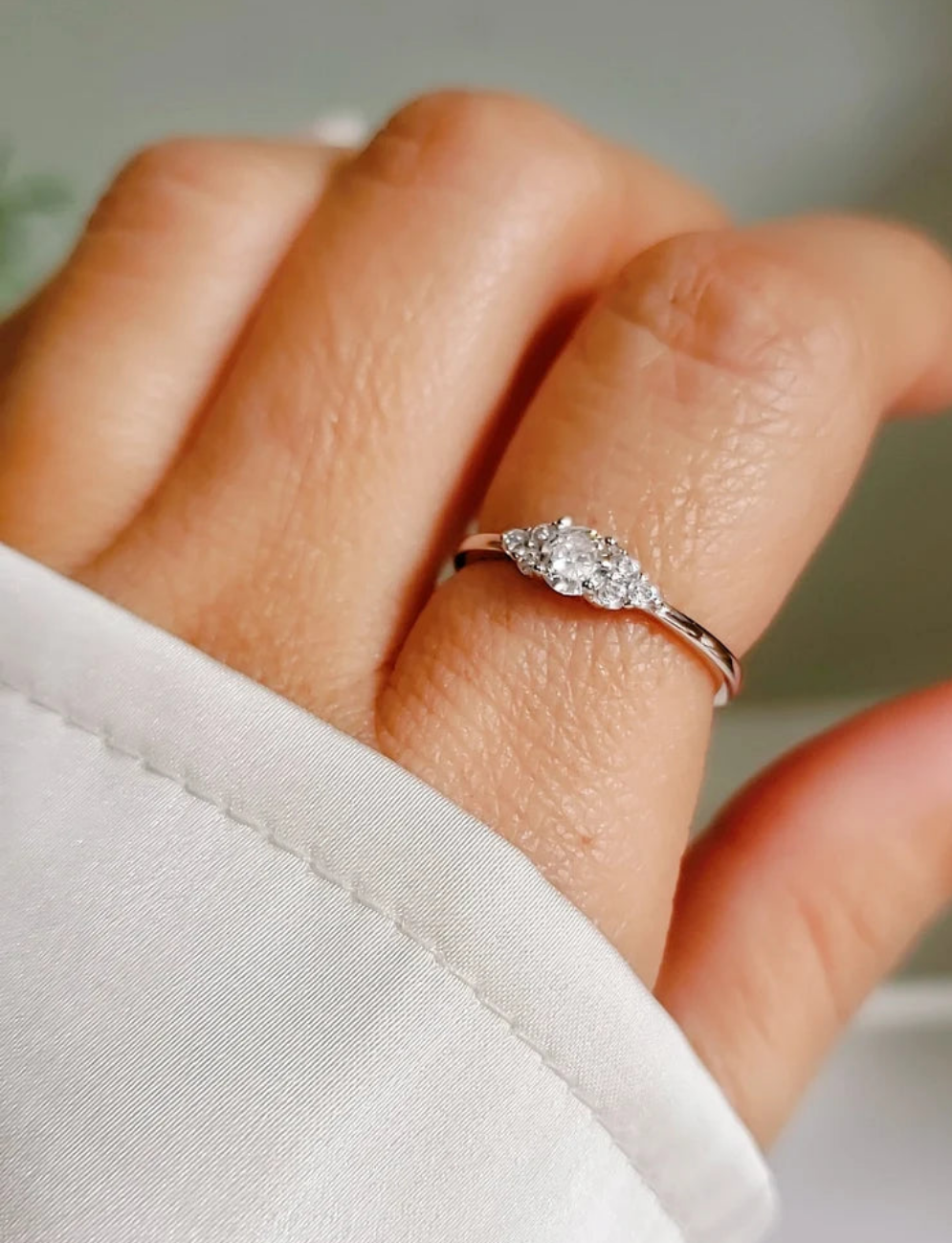 Sterling Silver Round Cut Promise Engagement Ring - view 7