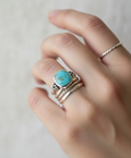 Sterling Silver Genuine Turquoise Bohemian Ring - view 2