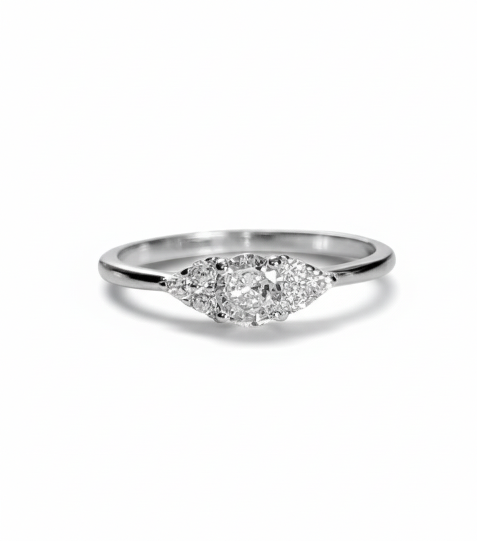 Sterling Silver Round Cut Promise Engagement Ring