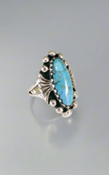 Sterling Silver Vintage Oval Turquoise Bali Ring - view 5