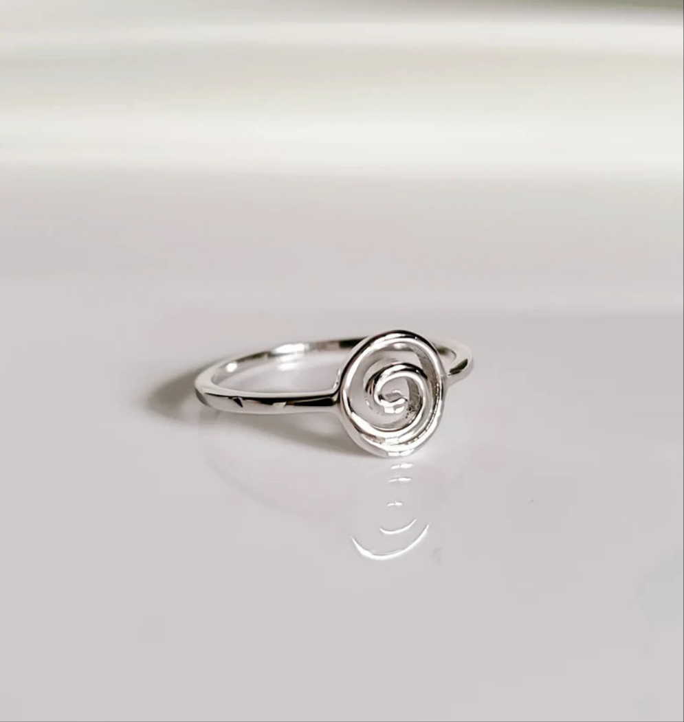 Sterling Silver Dainty Spiral Swirl Ring - view 5