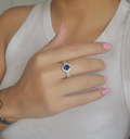 Sterling Silver Halo Sapphire Ring - view 4