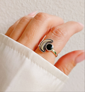 Sterling Silver Crescent Black Onyx Moon Ring - view 9